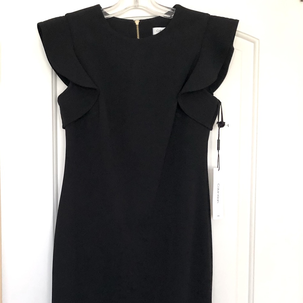Calvin Klein Brand New Ruffle Black Dress